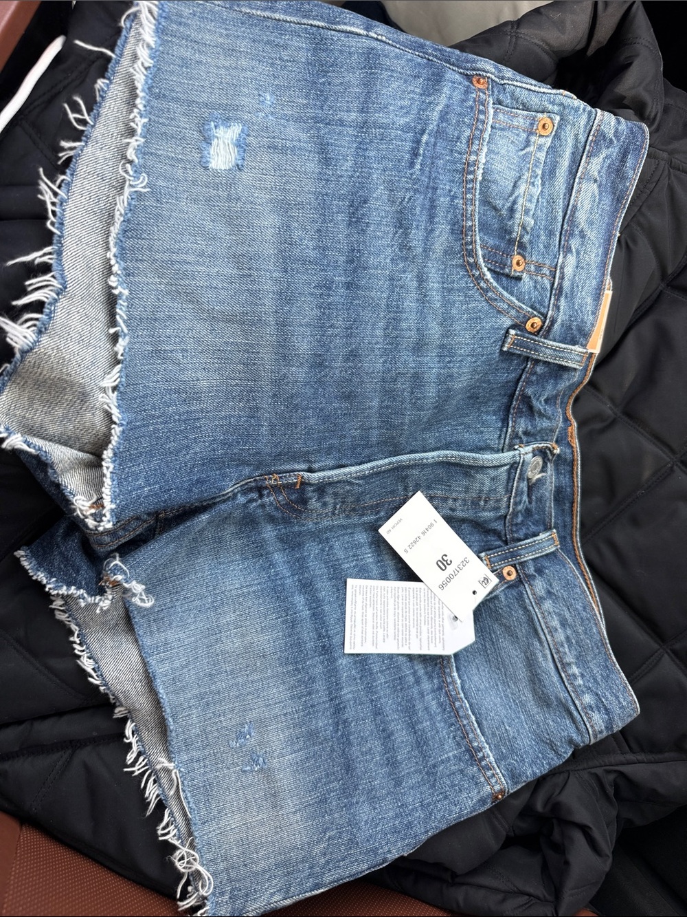 Levi's Blue Distressed Ankle Denim Shorts